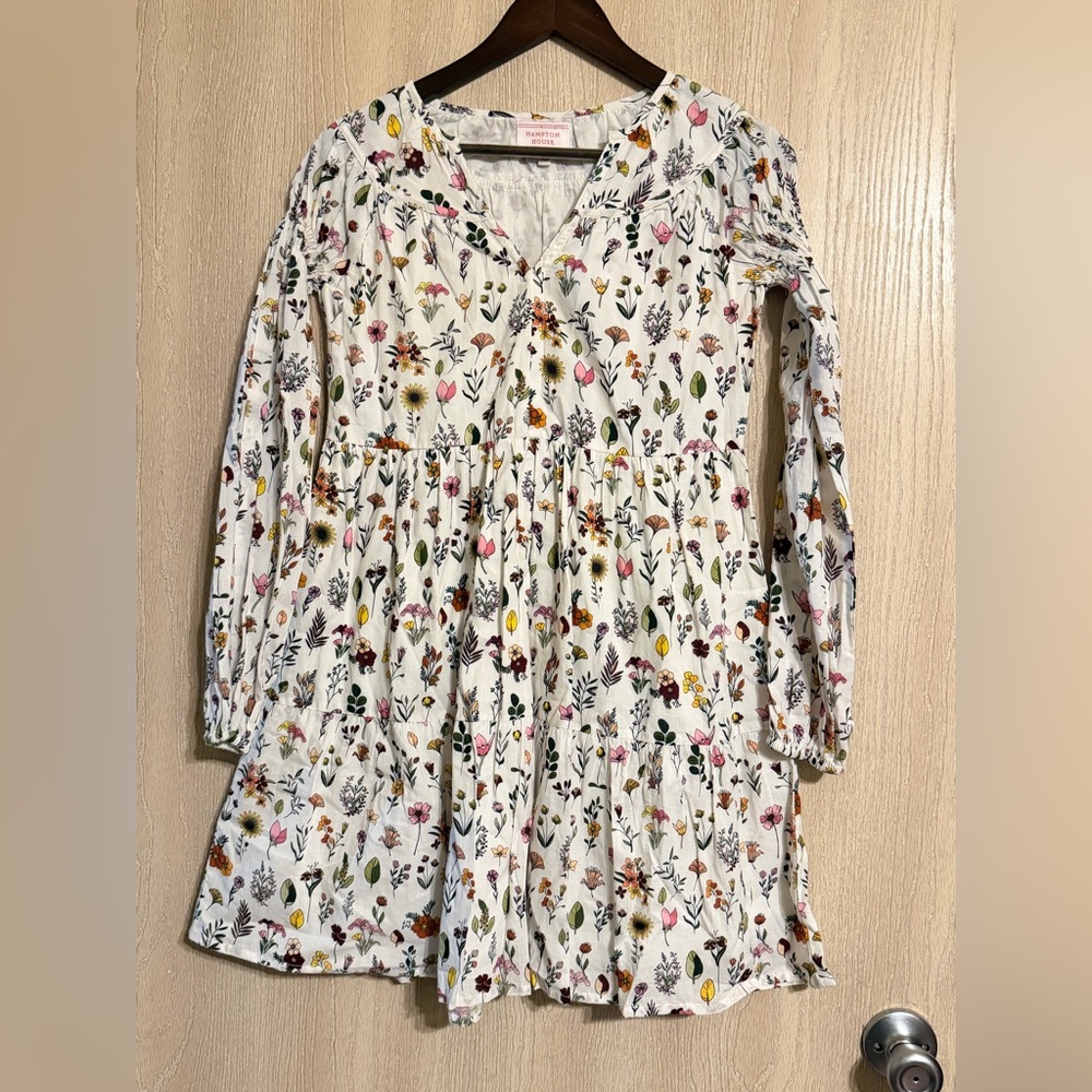 Hampton House Floral Cotton Mini Dress – XS – Cottagecore Prairie Peasant Style